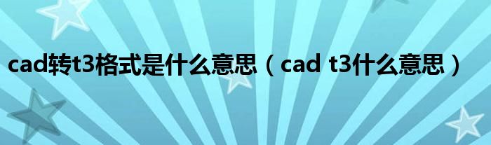 cad转t3格式是什么意思（cad t3什么意思）