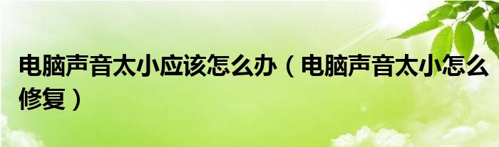 电脑声音太小应该怎么办（电脑声音太小怎么修复）