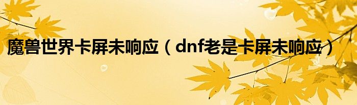 魔兽世界卡屏未响应（dnf老是卡屏未响应）