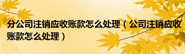 分公司注销应收账款怎么处理（公司注销应收账款怎么处理）