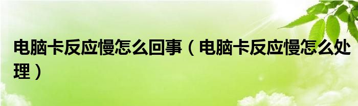 电脑卡反应慢怎么回事（电脑卡反应慢怎么处理）