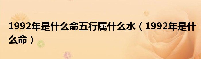 1992年是什么命五行属什么水（1992年是什么命）