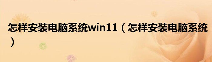 怎样安装电脑系统win11（怎样安装电脑系统）