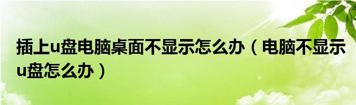 插上u盘电脑桌面不显示怎么办（电脑不显示u盘怎么办）