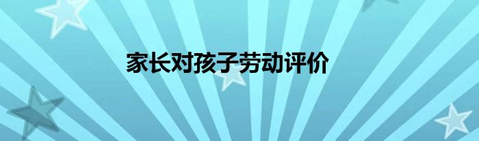 家长对孩子劳动评价