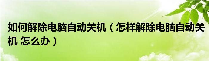 如何解除电脑自动关机（怎样解除电脑自动关机 怎么办）