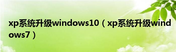 xp系统升级windows10（xp系统升级windows7）