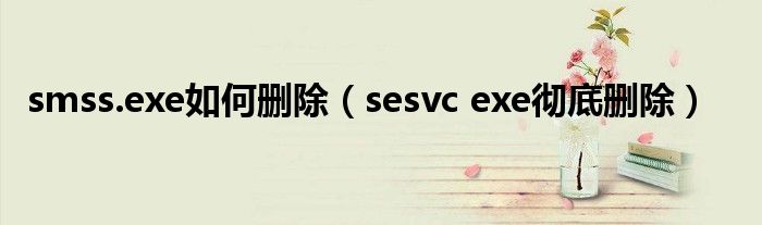 smss.exe如何删除（sesvc exe彻底删除）