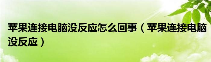 苹果连接电脑没反应怎么回事（苹果连接电脑没反应）