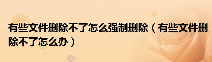 有些文件删除不了怎么强制删除（有些文件删除不了怎么办）