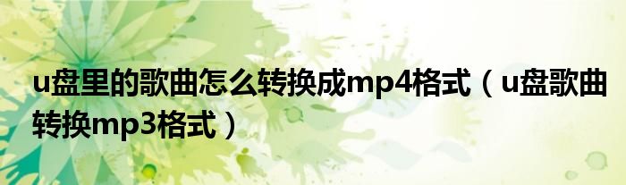 u盘里的歌曲怎么转换成mp4格式（u盘歌曲转换mp3格式）