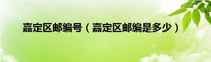 嘉定区邮编号（嘉定区邮编是多少）