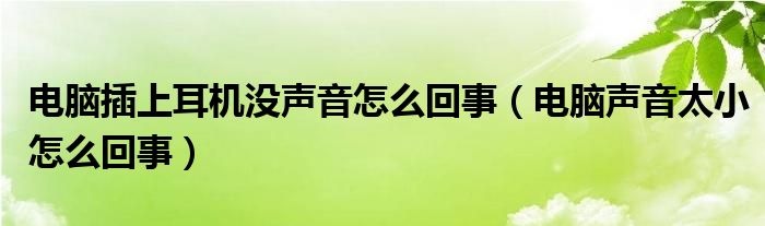 电脑插上耳机没声音怎么回事（电脑声音太小怎么回事）