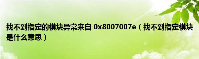 找不到指定的模块异常来自 0x8007007e（找不到指定模块是什么意思）