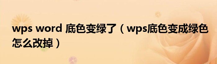 wps word 底色变绿了（wps底色变成绿色怎么改掉）