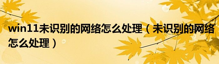 win11未识别的网络怎么处理（未识别的网络怎么处理）