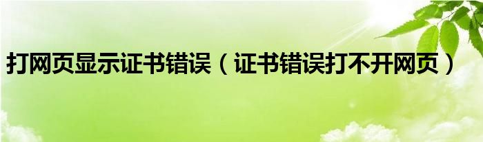 打网页显示证书错误（证书错误打不开网页）