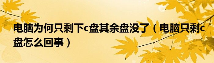 电脑为何只剩下c盘其余盘没了（电脑只剩c盘怎么回事）