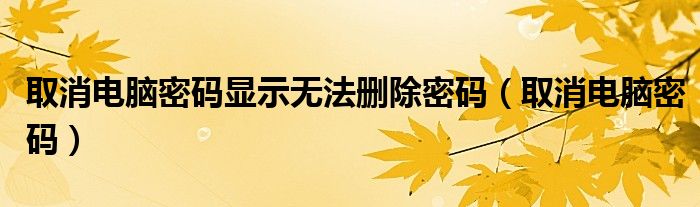 取消电脑密码显示无法删除密码（取消电脑密码）