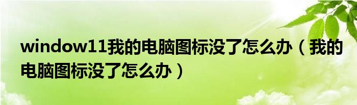 window11我的电脑图标没了怎么办（我的电脑图标没了怎么办）