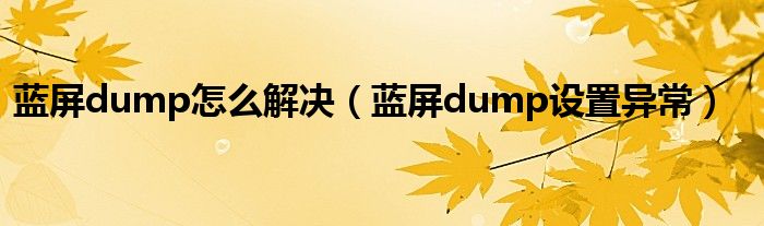 蓝屏dump怎么解决（蓝屏dump设置异常）