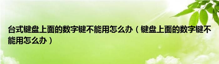 台式键盘上面的数字键不能用怎么办（键盘上面的数字键不能用怎么办）