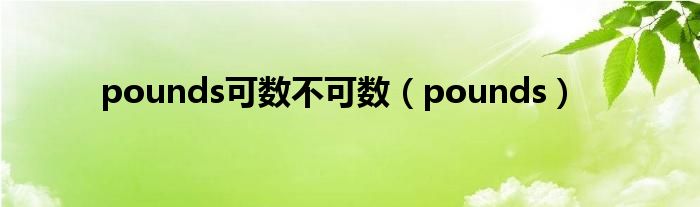 pounds可数不可数（pounds）