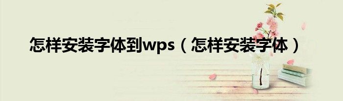 怎样安装字体到wps（怎样安装字体）