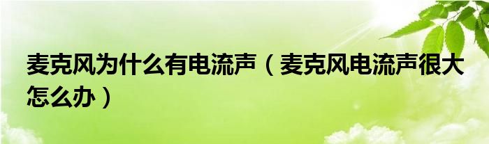 麦克风为什么有电流声（麦克风电流声很大 怎么办）