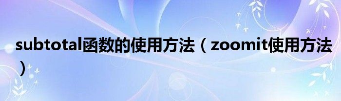 subtotal函数的使用方法（zoomit使用方法）