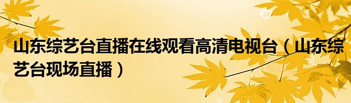 山东综艺台直播在线观看高清电视台（山东综艺台现场直播）