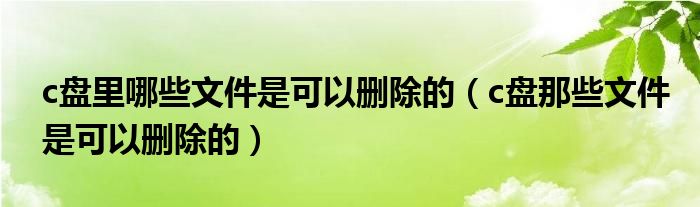 c盘里哪些文件是可以删除的（c盘那些文件是可以删除的）