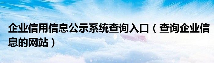 企业信用信息公示系统查询入口（查询企业信息的网站）