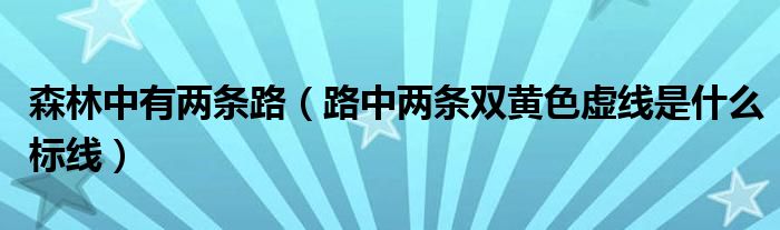 森林中有两条路（路中两条双黄色虚线是什么标线）