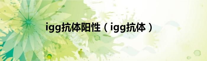 igg抗体阳性（igg抗体）