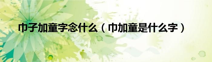 巾子加童字念什么（巾加童是什么字）