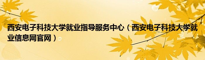 西安电子科技大学就业指导服务中心（西安电子科技大学就业信息网官网）