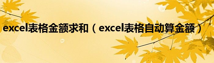 excel表格金额求和（excel表格自动算金额）