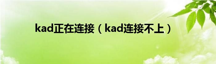 kad正在连接（kad连接不上）