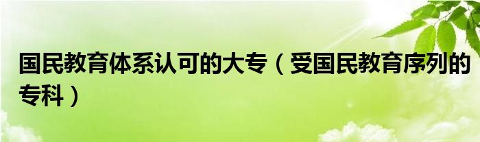 国民教育体系认可的大专（受国民教育序列的专科）