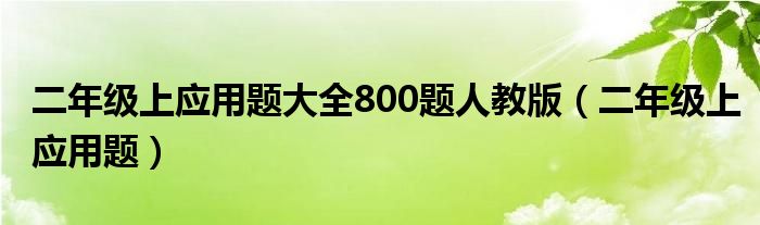 二年级上应用题大全800题人教版（二年级上应用题）