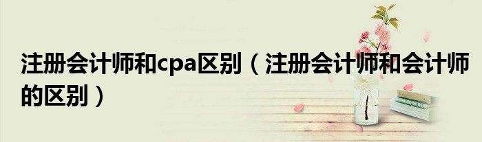 注册会计师和cpa区别（注册会计师和会计师的区别）