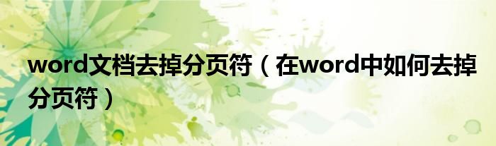 word文档去掉分页符（在word中如何去掉分页符）