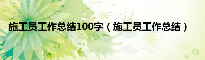 施工员工作总结100字（施工员工作总结）