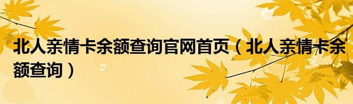 北人亲情卡余额查询官网首页（北人亲情卡余额查询）