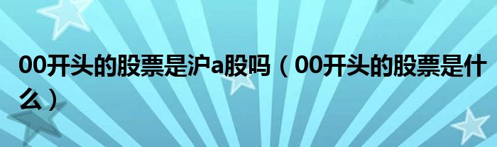 00开头的股票是沪a股吗（00开头的股票是什么）