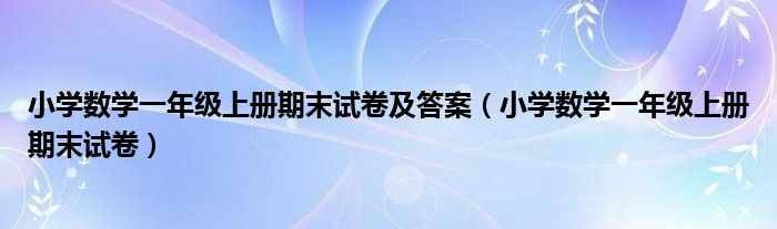 小学数学一年级上册期末试卷及答案（小学数学一年级上册期末试卷）