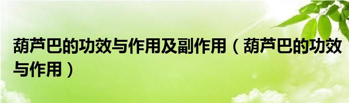 葫芦巴的功效与作用及副作用（葫芦巴的功效与作用）