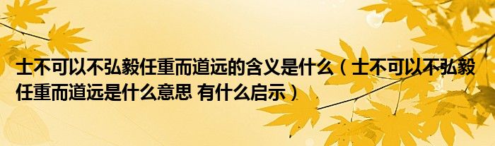 士不可以不弘毅任重而道远的含义是什么（士不可以不弘毅 任重而道远是什么意思 有什么启示）