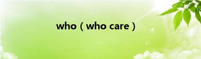 who（who care）